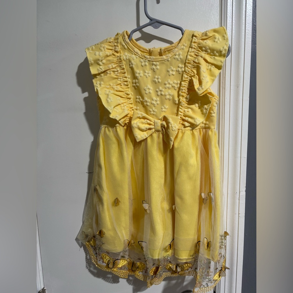 Yellow Ruffled Dress with Bow